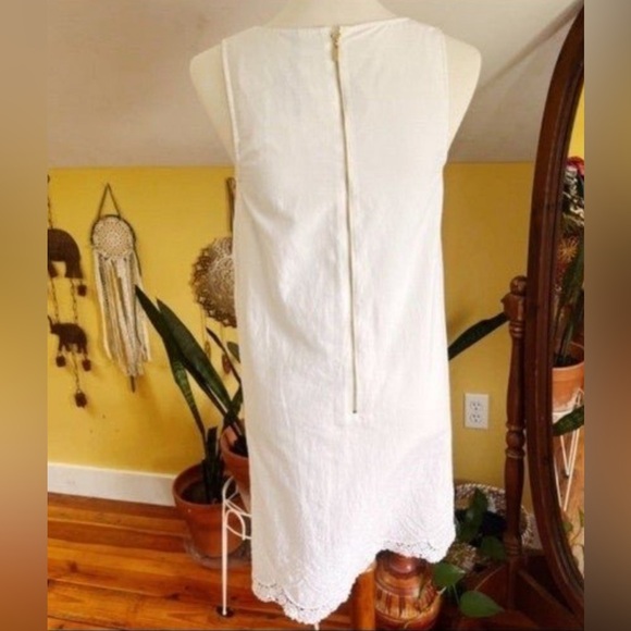 Kensie Dress White Small Shift Lace Trim V Neck Sleeveless Zipper Lined - Picture 4 of 7